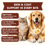 PAWUP Steamed Chicken Wet Food Tooper Dog & Cat Treat - Only 4 Ingredients, Skin & Coat Support, Low Fat Soft Wet Treats for Puppies, Kittens & Senior Pets, 8 Count, 8.5 oz Bag