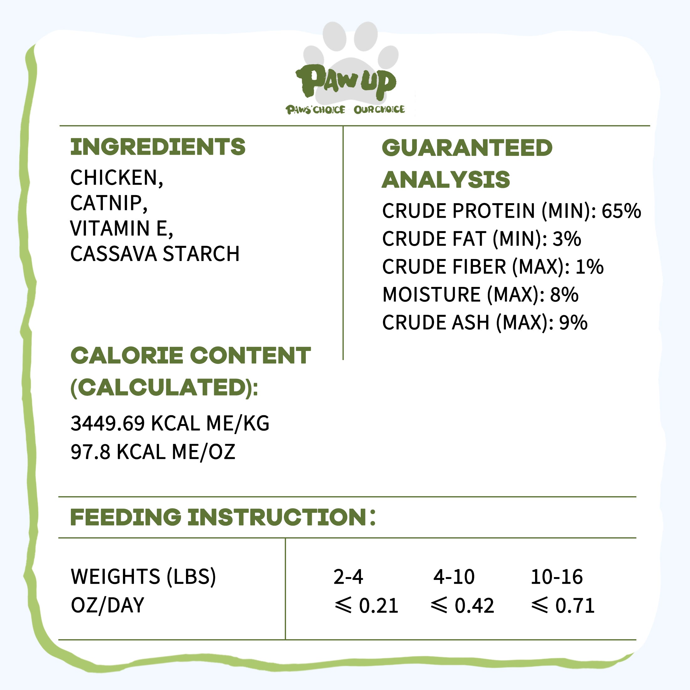 PAWUP Freeze Dried Cat Treats, Real Chicken with Cat Grass, High Protein Crunchy Snack for Kittens Adult Senior Cats, 3.6 oz Bag