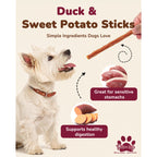 PAWUP Duck Jerky Dog Treats with Sweet Potato | High Protein Chewy Sticks, Grain-Free & Rawhide-Free Chews, Easy-to-Digest, 10.58 oz - Pawup