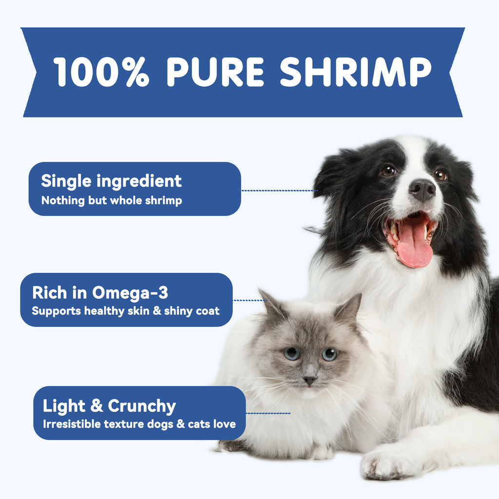 PAWUP Freeze Dried Dog Treats, 100% Shrimp, Omega-3 Rich Snack for Small, Medium & Large Dogs & Cats, 1.5 oz Bag - Pawup