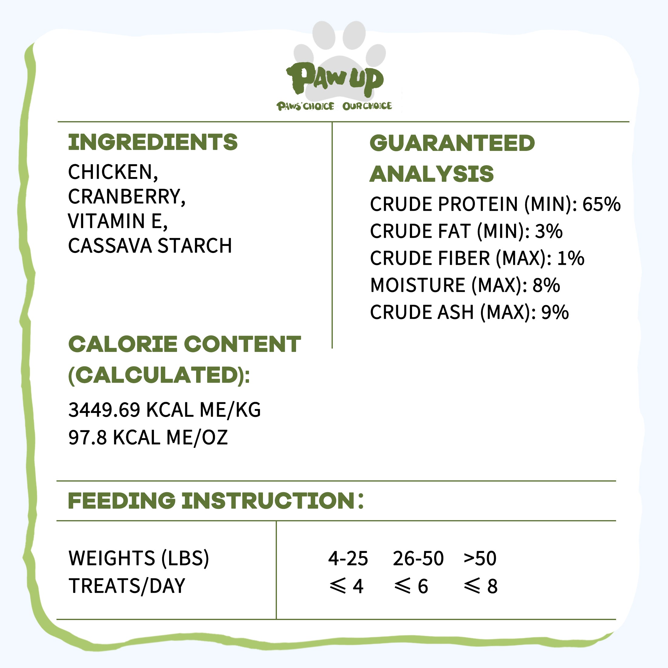 PAWUP Freeze Dried Dog Treats, Real Chicken with Cranberry, High Protein Crunchy Training Snack for Small Medium Large Dogs, 3.6 oz Bag