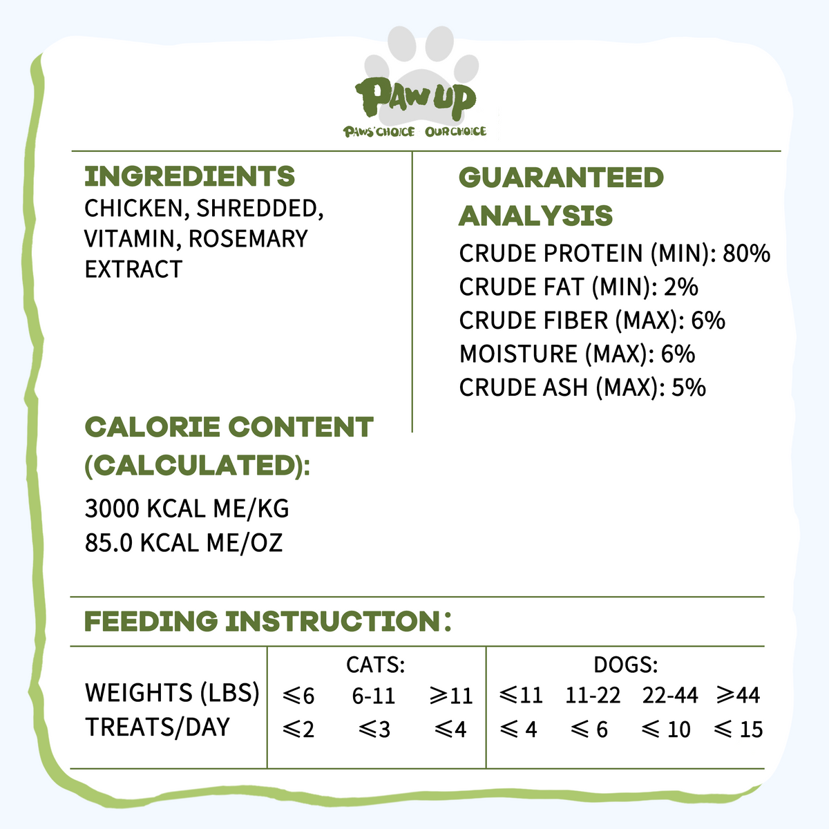 PAWUP Freeze Dried Dog Treats Chicken Breast Slices with Kale for Small, Medium & Large Dogs & Cats, 3.2 oz