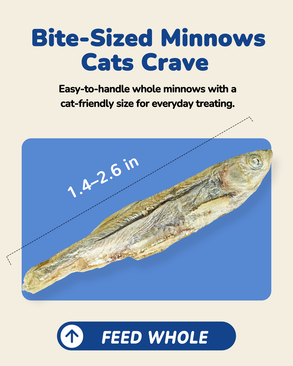 PAWUP Cats Treats Freeze Dried Minnows, Bite-Sized Minnows Snacks, 3.5 oz
