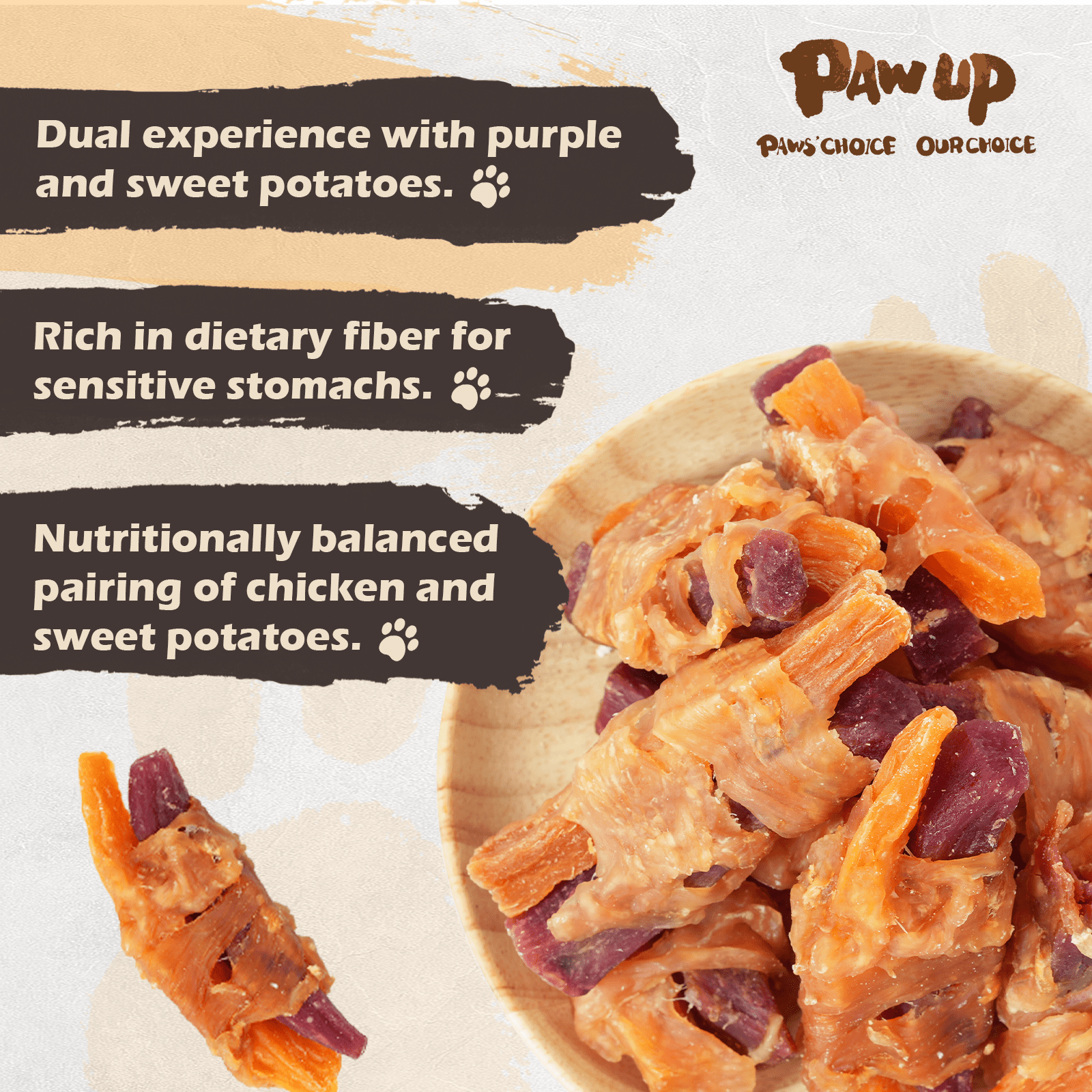 Chicken Wrapped Sweet Potato Dog Treats, High-Fiber Chews for Dogs, 10.6 oz - Pawup