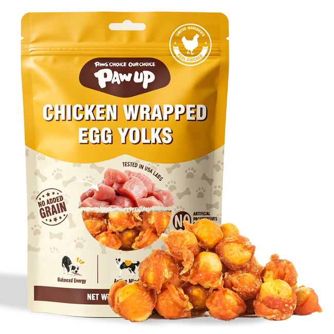 PAWUP Chicken Wrapped Egg Yolks Dog Treats, High Protein Dog Snacks for Small Medium Large Dogs, 10.6oz - Pawup Hover Image