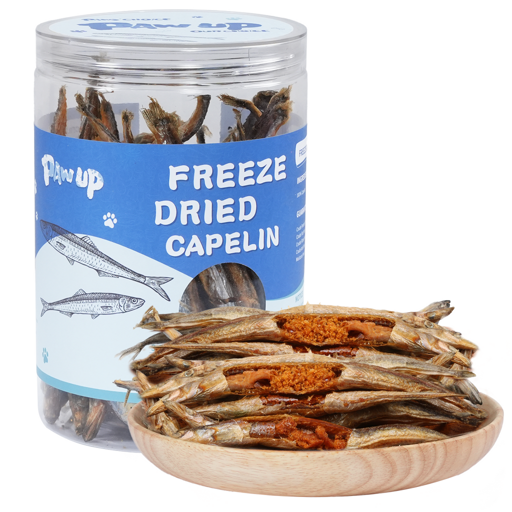 Freeze Dried Capelin for Dogs. Benifit for Skin & Coat Health, 3.5oz - Pawup