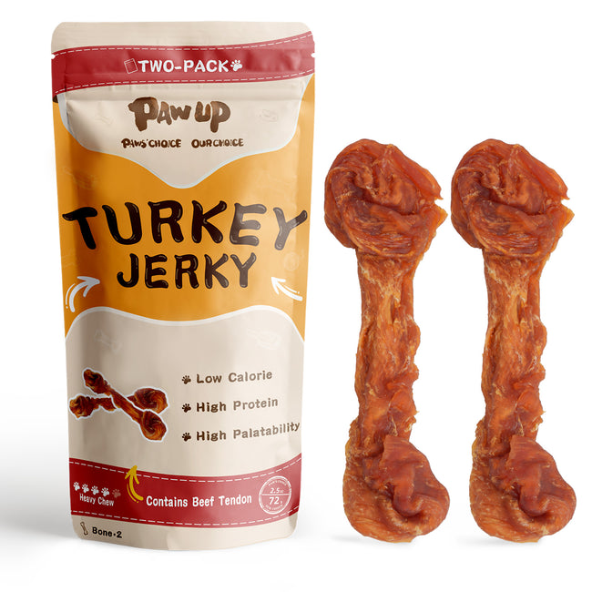 Turkey Jerky Dog Treats, High-Protein Chews for Large Dogs, 2 Sticks (36 g Each) - Pawup Hover Image