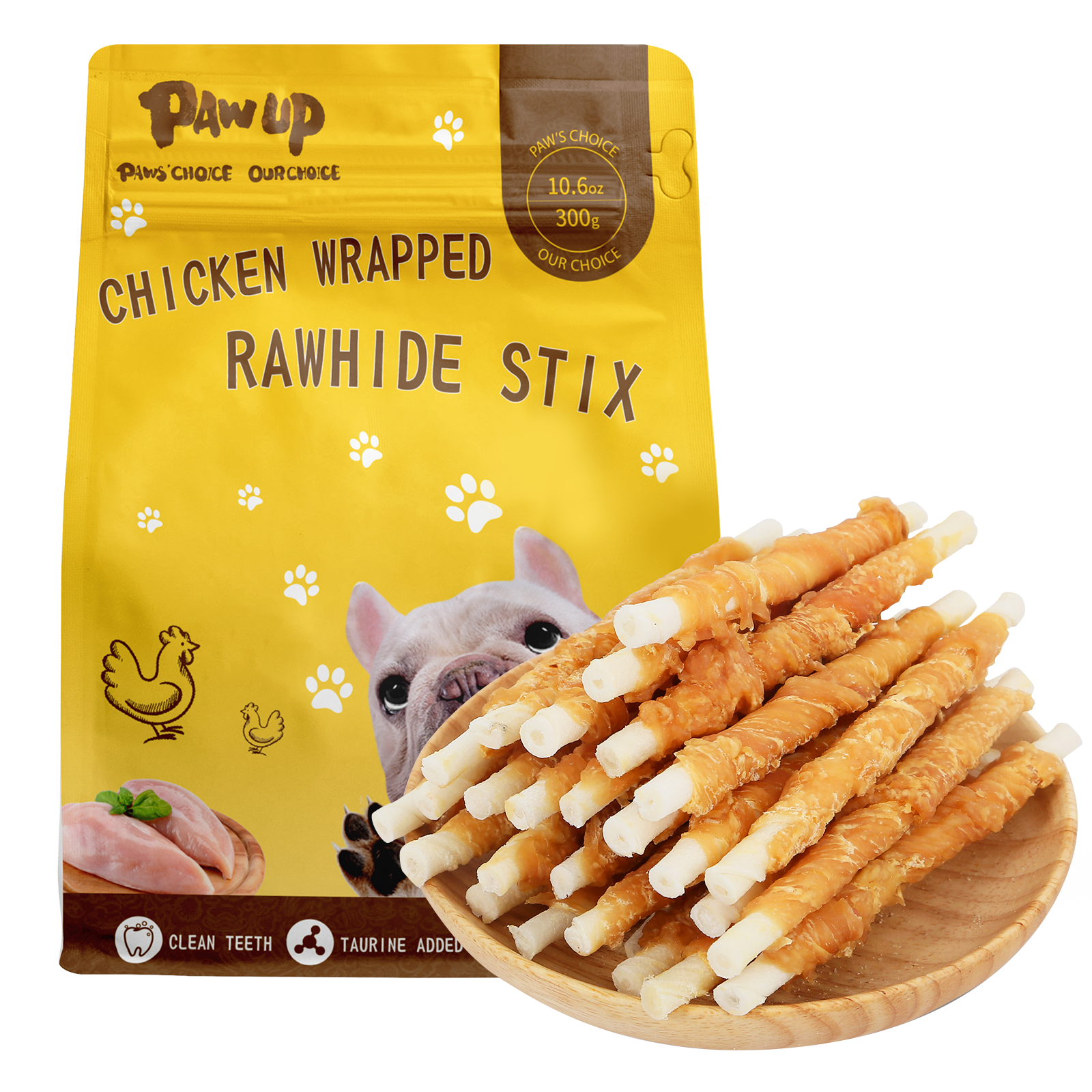 Chicken Wrapped Rawhide Stick Dog Treats, Long-Lasting Chews for Dogs, 10.4 oz - Pawup