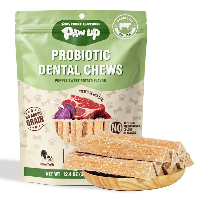 PAWUP Dog Treats Cheese Beef Dental Chews for Small, Medium & Large Dogs, 12.4 oz Bag - Pawup Hover Image