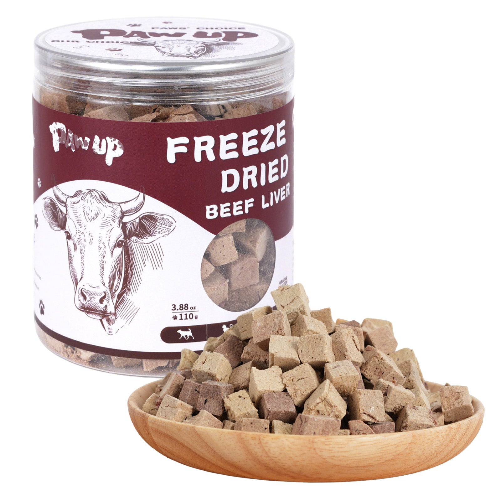 Freeze-Dried Beef Liver Dog Treats, High-Protein Single-Ingredient Snacks, 3.8 oz - Pawup