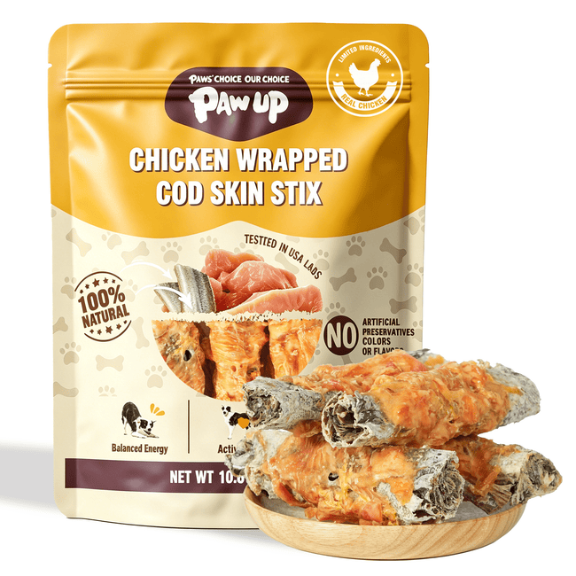 Chicken Wrapped Cod Skin Dog Treats, Rawhide-Free High-Protein Chews for Dogs, 11 oz - Pawup Hover Image