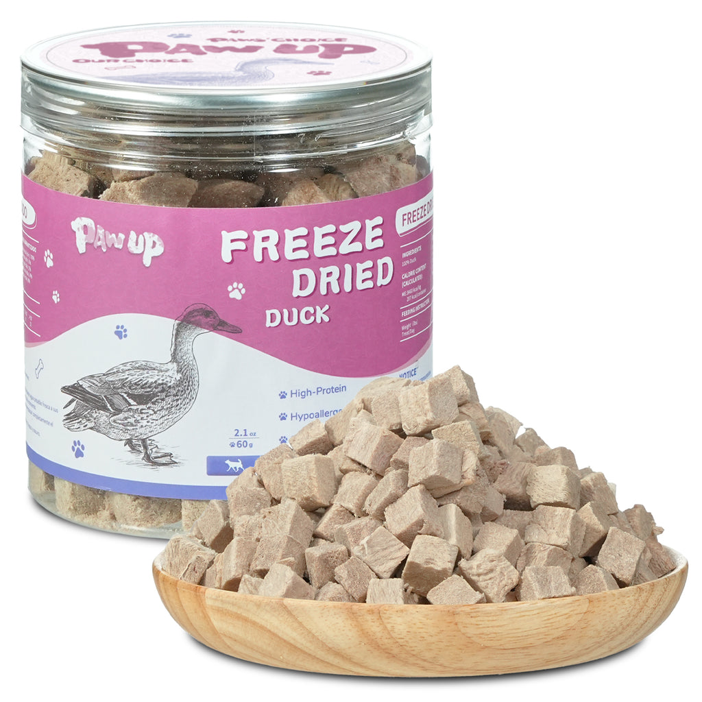 PAWUP Freeze Dried Duck Treats for Cats Dogs, Rawhide Free Freeze-Dried Raw Food Topper, High Protein, Gluten&Grain Free, 2.1oz - Pawup