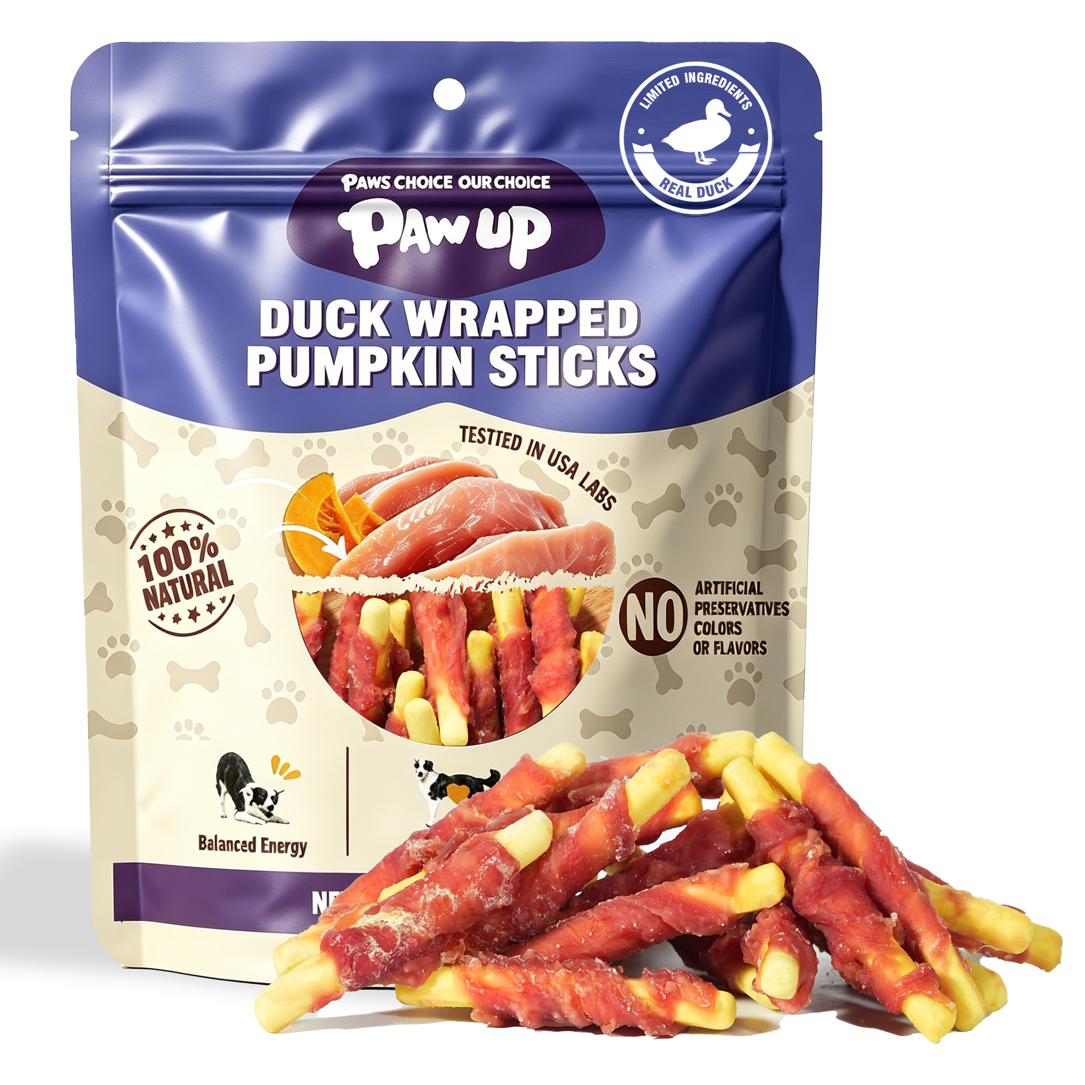 Duck Wrapped Pumpkin Dog Treats, Rawhide-Free Chews for Dogs, 10.6 oz - Pawup