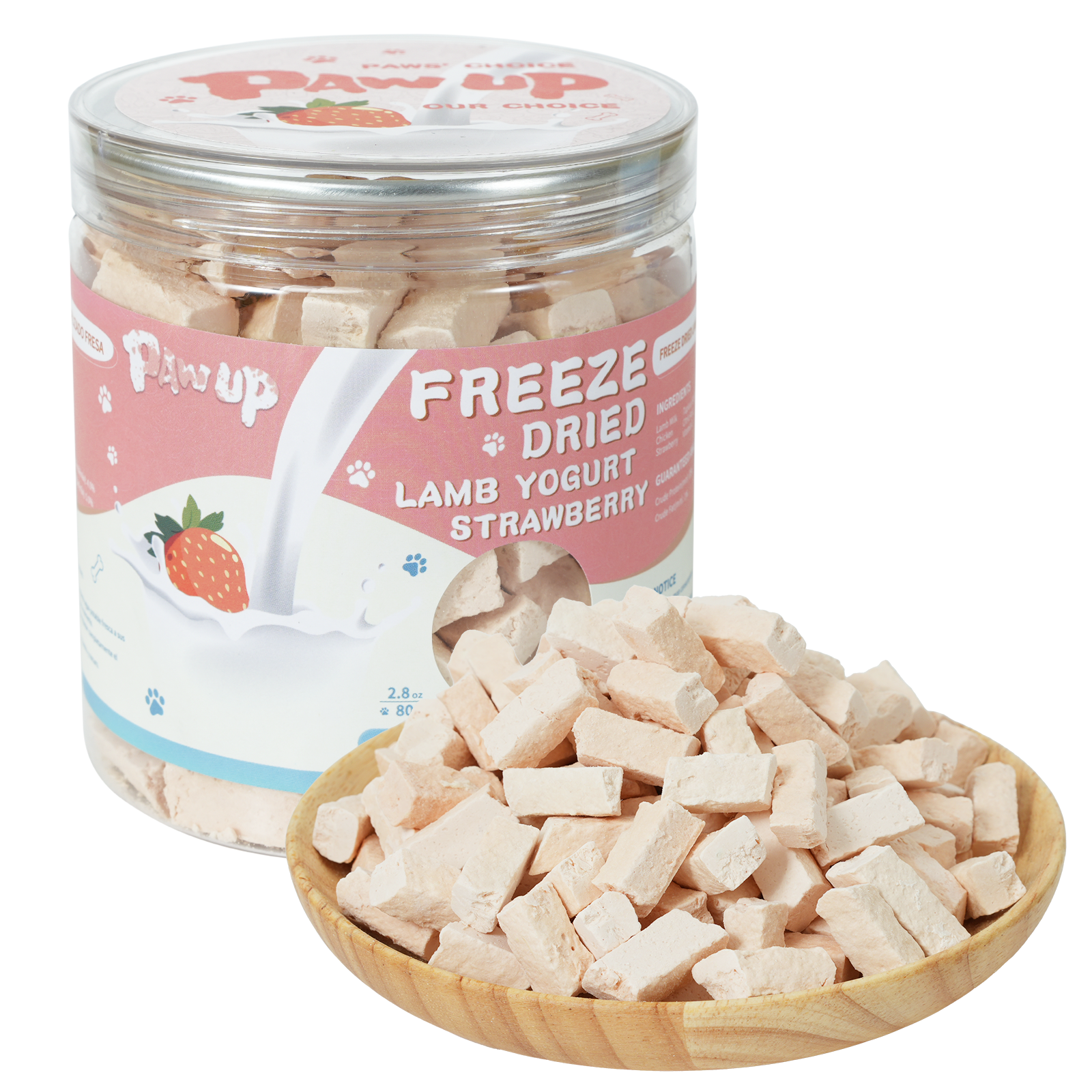 Freeze-Dried Lamb Yogurt Dog Treats, Strawberry Flavor, Sensitive Stomach Support, 2.8 oz - Pawup