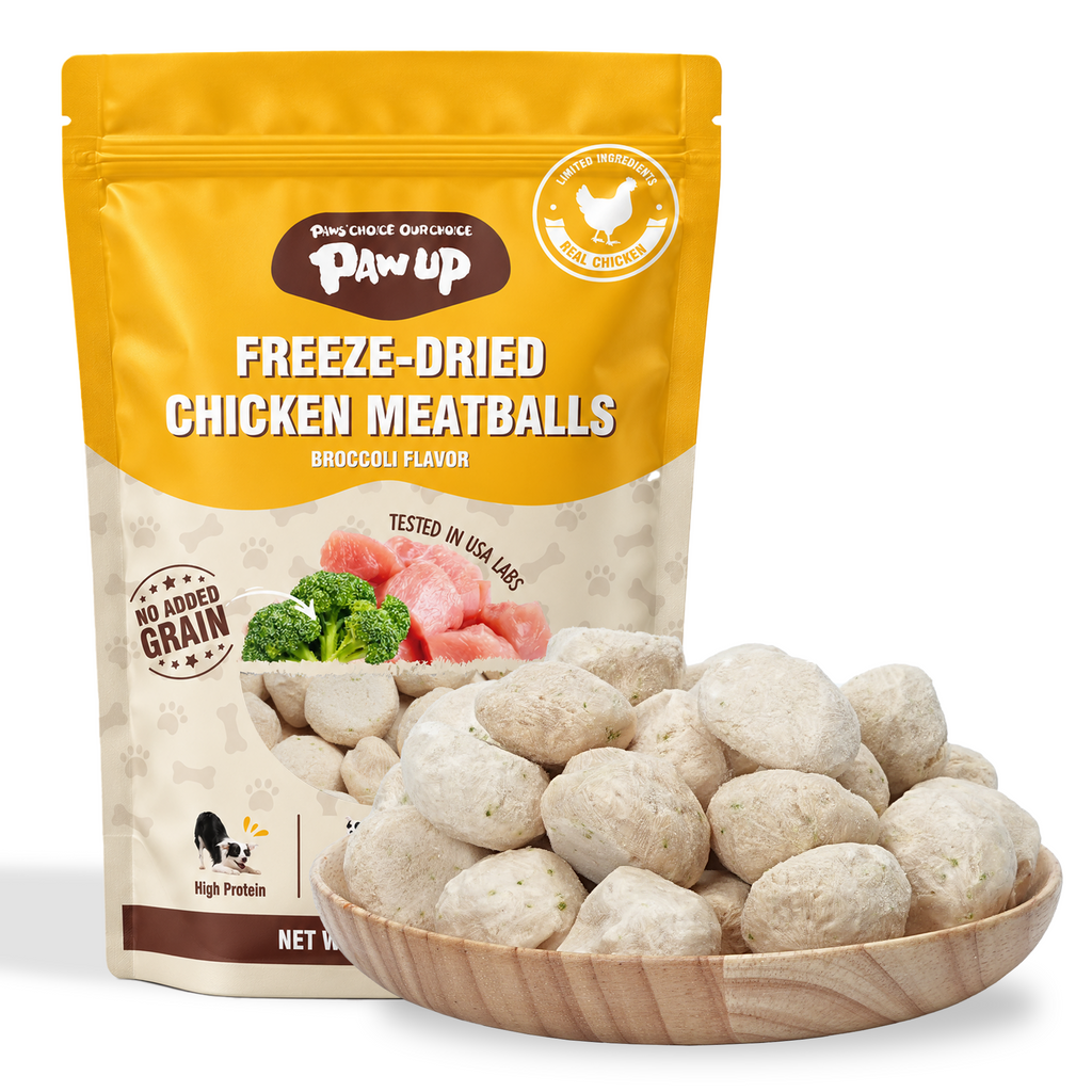 PAWUP Freeze Dried Chicken Dog Treats, 96.8% Real Chicken Meatballs, Grain-Free Training Treats for Dogs & Cats, 3.5 oz Bag - Pawup