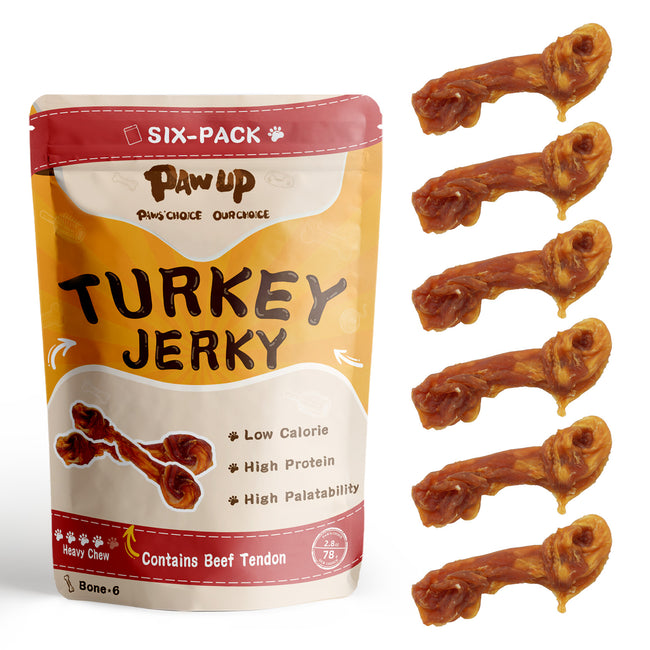 Turkey Jerky Dog Treats, High-Protein Chews for Large Dogs, 6 Sticks (13 g Each) - Pawup Hover Image