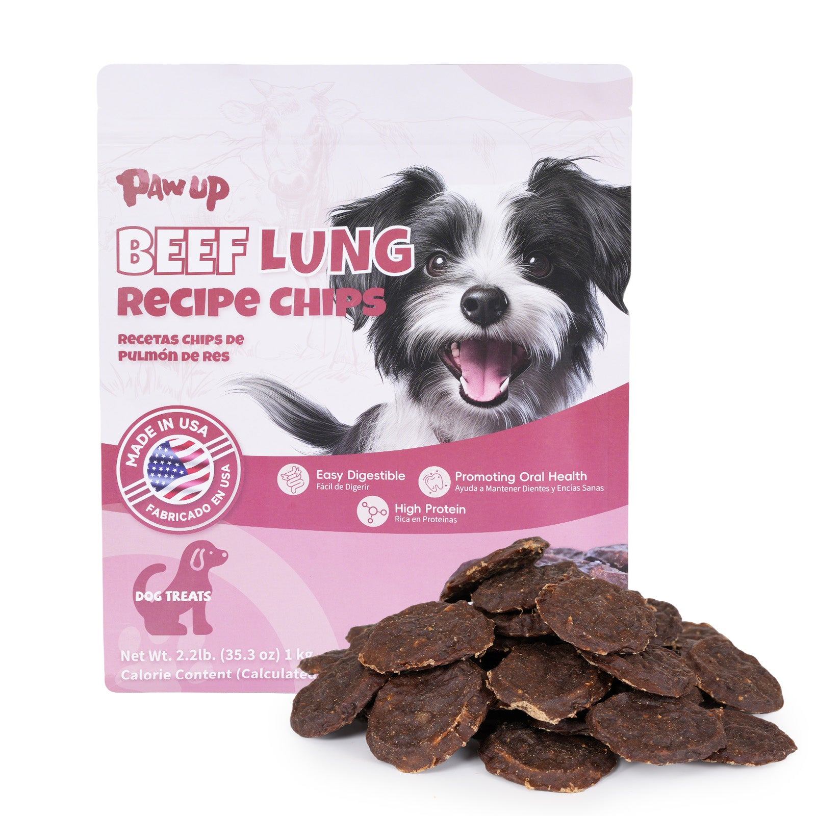 Beef Lung Dog Treats, High-Protein, Low-Fat Chews for All Dogs, 2.2 lb - Pawup