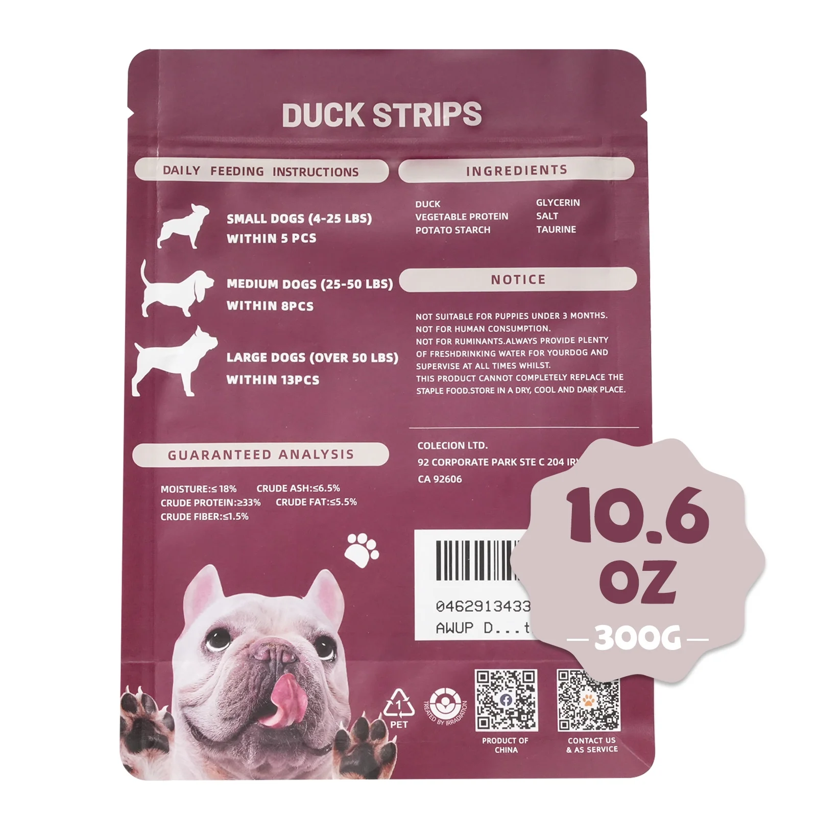 PAWUP Duck Jerky Strips Dog Treats, Natural Healthy, 99% Duck Breast with Taurine, High Protein Training Treats for Small Medium Large Dogs, 10.6oz - Pawup
