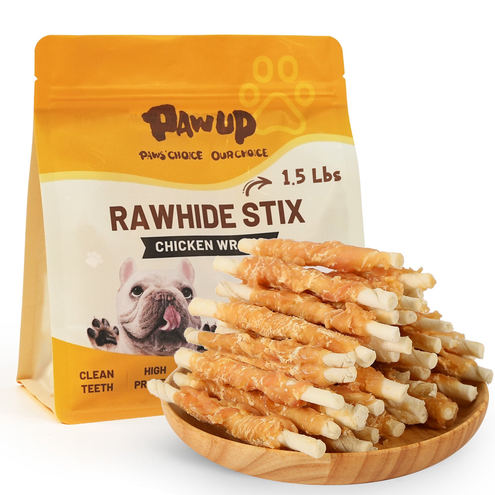 Chicken Wrapped Rawhide Sticks for Teeth Cleaning, Taurine Added 24oz - Pawup