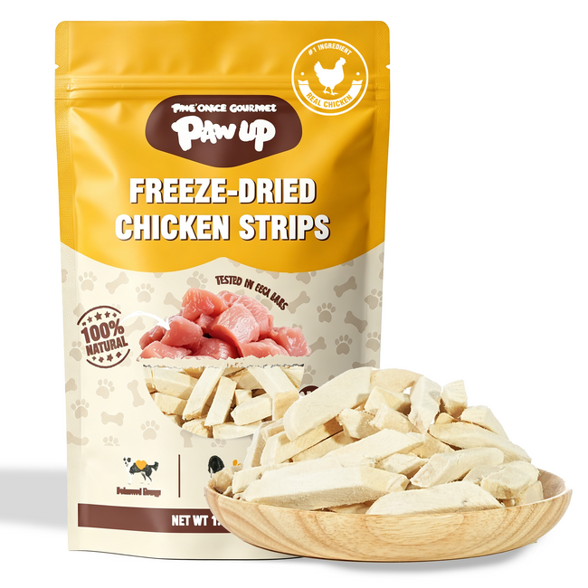 PAWUP Freeze Dried Cat Treats, Chicken Jerky, Single Ingredient Chewy Snack for Small, Medium & Large Cats, 1.5 oz Bag - Pawup Hover Image
