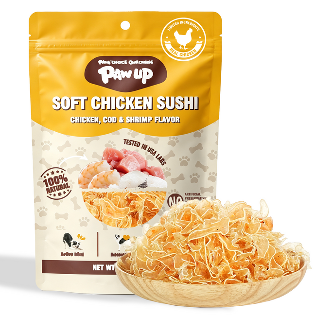 PAWUP Dog Treats Chicken Shrimp Jerky Rolls for Small, Medium & Large Dogs, 5.5 oz Bag - Pawup Hover Image
