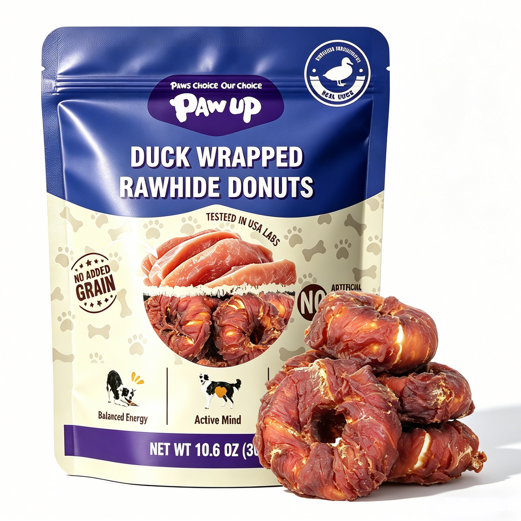 PAWUP Duck Wrapped Rawhide Donuts Dog Treats, Dog Bones Long Lasting for Small Medium Large Dogs, Training Treats for Dog Chewy, 10.6oz - Pawup
