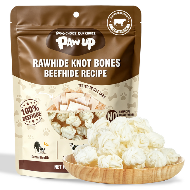 PAWUP Dog Chews Beef Hide Rawhide Bones for Medium & Large Dogs, 3.6 oz Bag - Pawup Hover Image