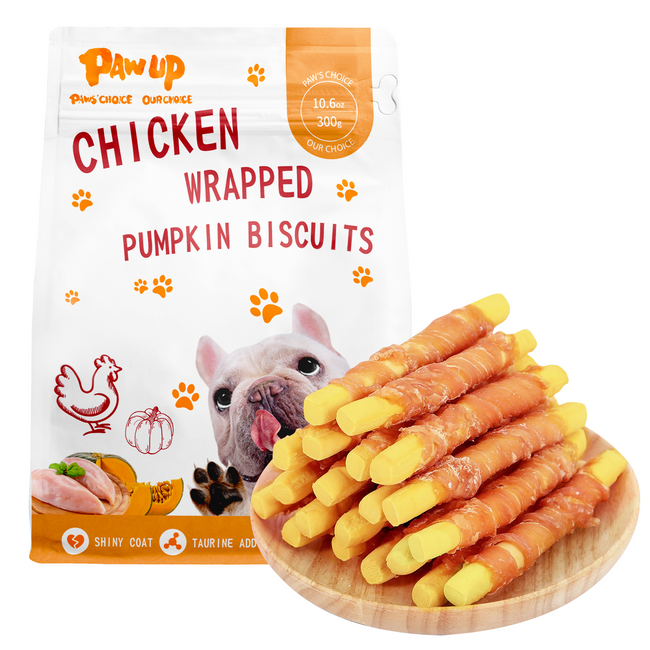 Chicken Wrapped Pumpkin Stick Dog Treats, Rawhide-Free Chews for Dogs, 10.4 oz - Pawup Hover Image