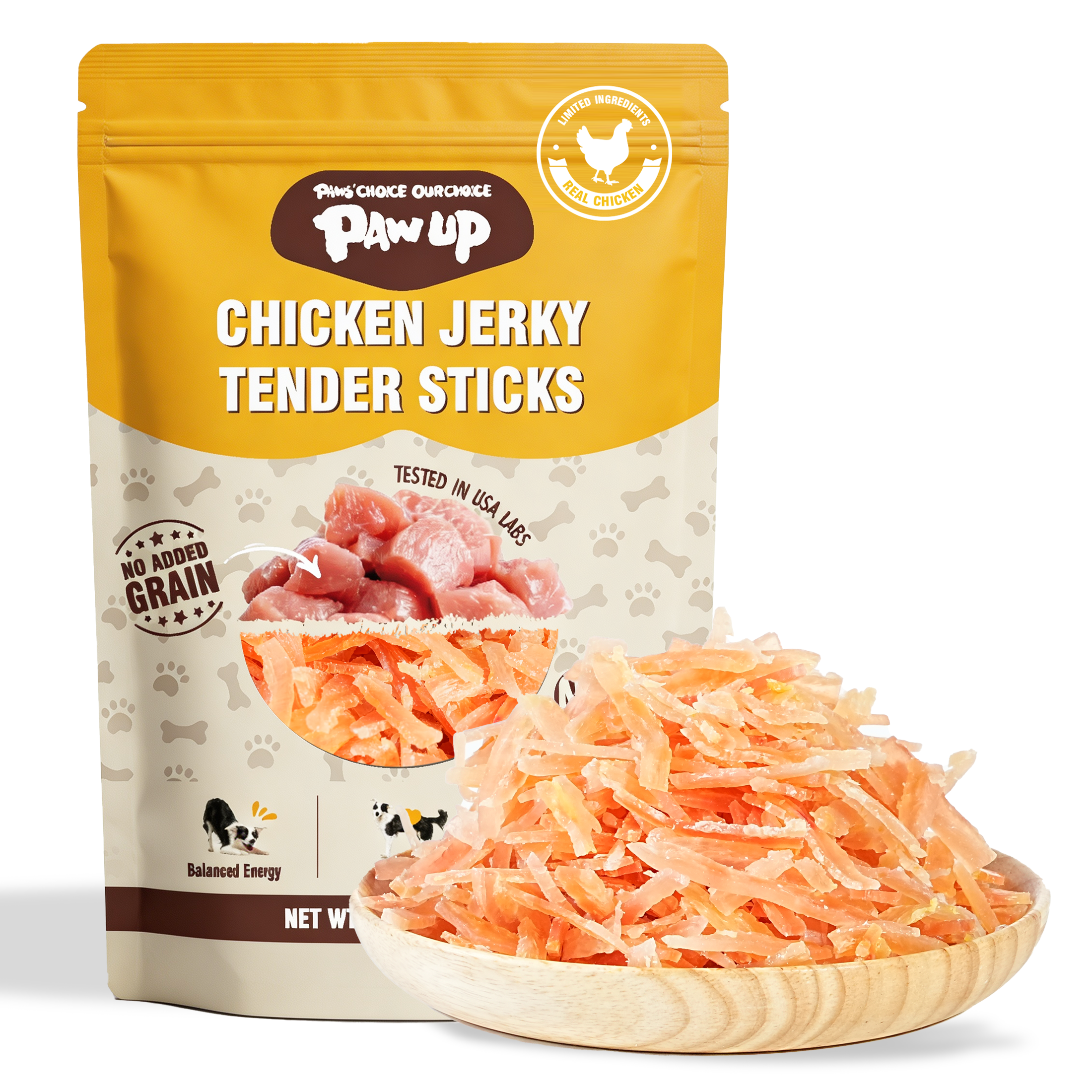 PAWUP Chicken Jerky Dog & Cat Treats, High Protein Treats for Small Medium Large Dogs & Cats, 10.6oz