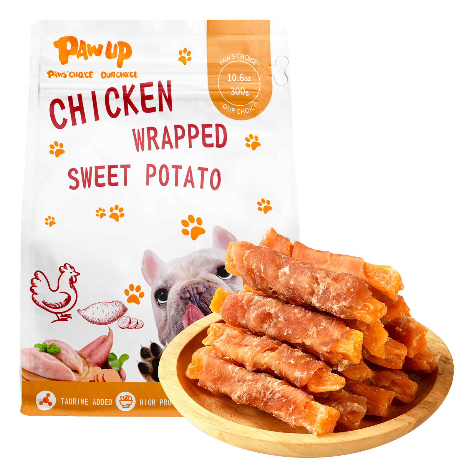 Chicken Wrapped Sweet Potato Dog Treats, Low Fat, Natural Sweet Potato Chews for Dogs, 10.4oz - Pawup