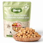 PAWUP Freeze Dried Dog Treats, Real Chicken with Cranberry & Pumpkin, High Protein Crunchy Training Snack for Small Medium Large Dogs, 3.6 oz Bag