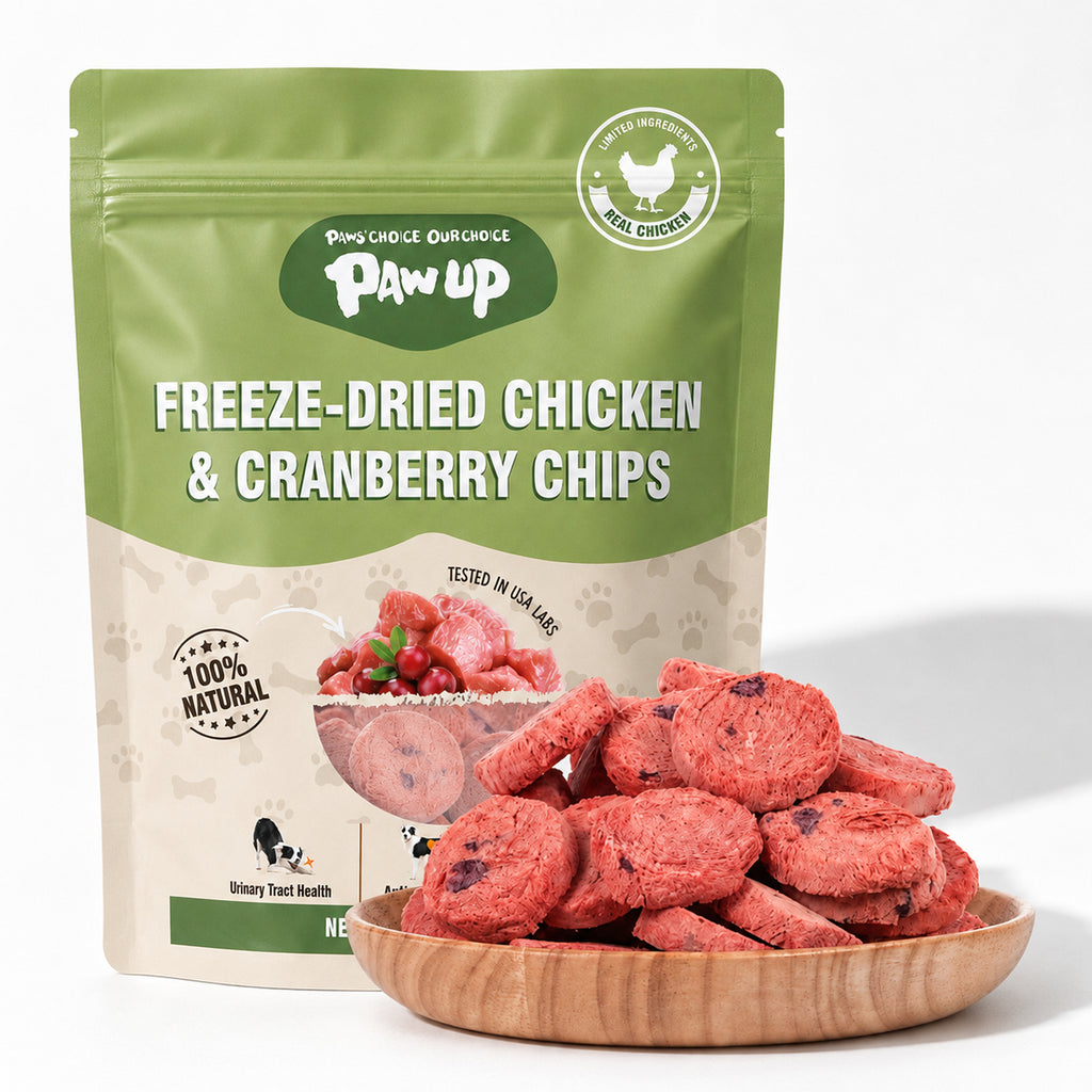 PAWUP Freeze Dried Dog Treats, Real Chicken with Cranberry, High Protein Crunchy Training Snack for Small Medium Large Dogs, 3.6 oz Bag