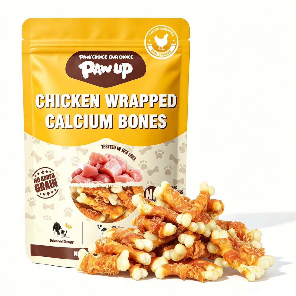 Chicken Wrapped Calcium Bone, Rawhide Free Dog Chews, Training Treats for Dogs, 10.4oz - Pawup
