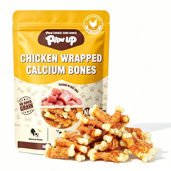 Chicken Wrapped Calcium Bone, Rawhide Free Dog Chews, Training Treats for Dogs, 10.4oz - Pawup Hover Image