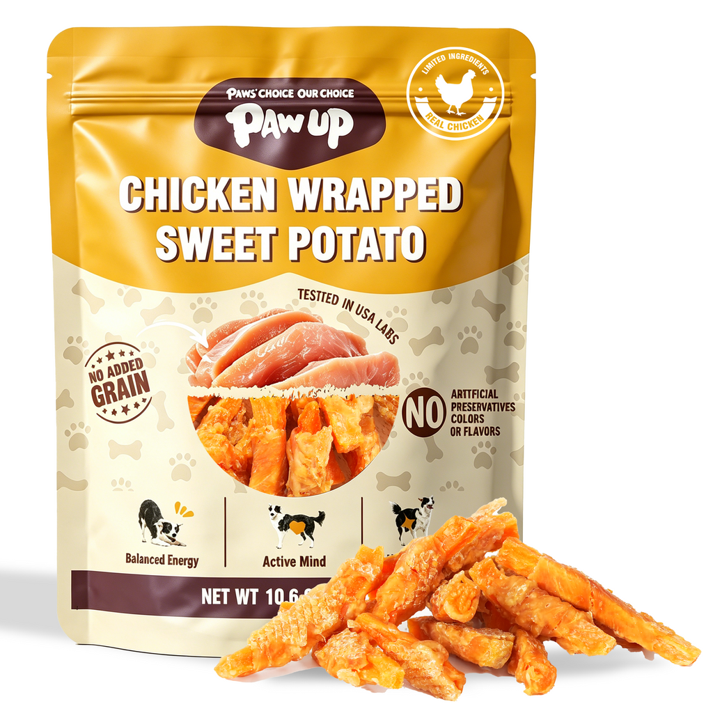 Chicken Wrapped Sweet Potato Dog Treats, Low Fat, Natural Sweet Potato Chews for Dogs, 10.4oz - Pawup