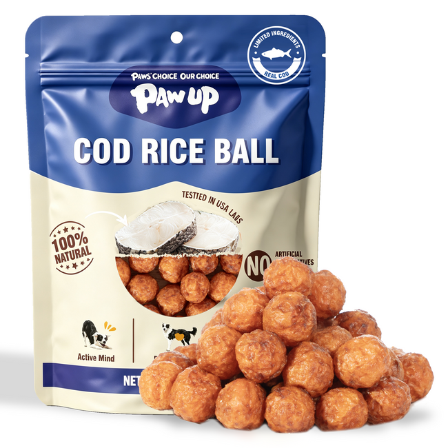 PAWUP Cod Natural Dog Treats, Popcorn-Inspired Crunchy Bites, Healthy Reward or Training Treat for Skin & Coat Health, Small Medium Large Dog, 2.5oz - Pawup Hover Image