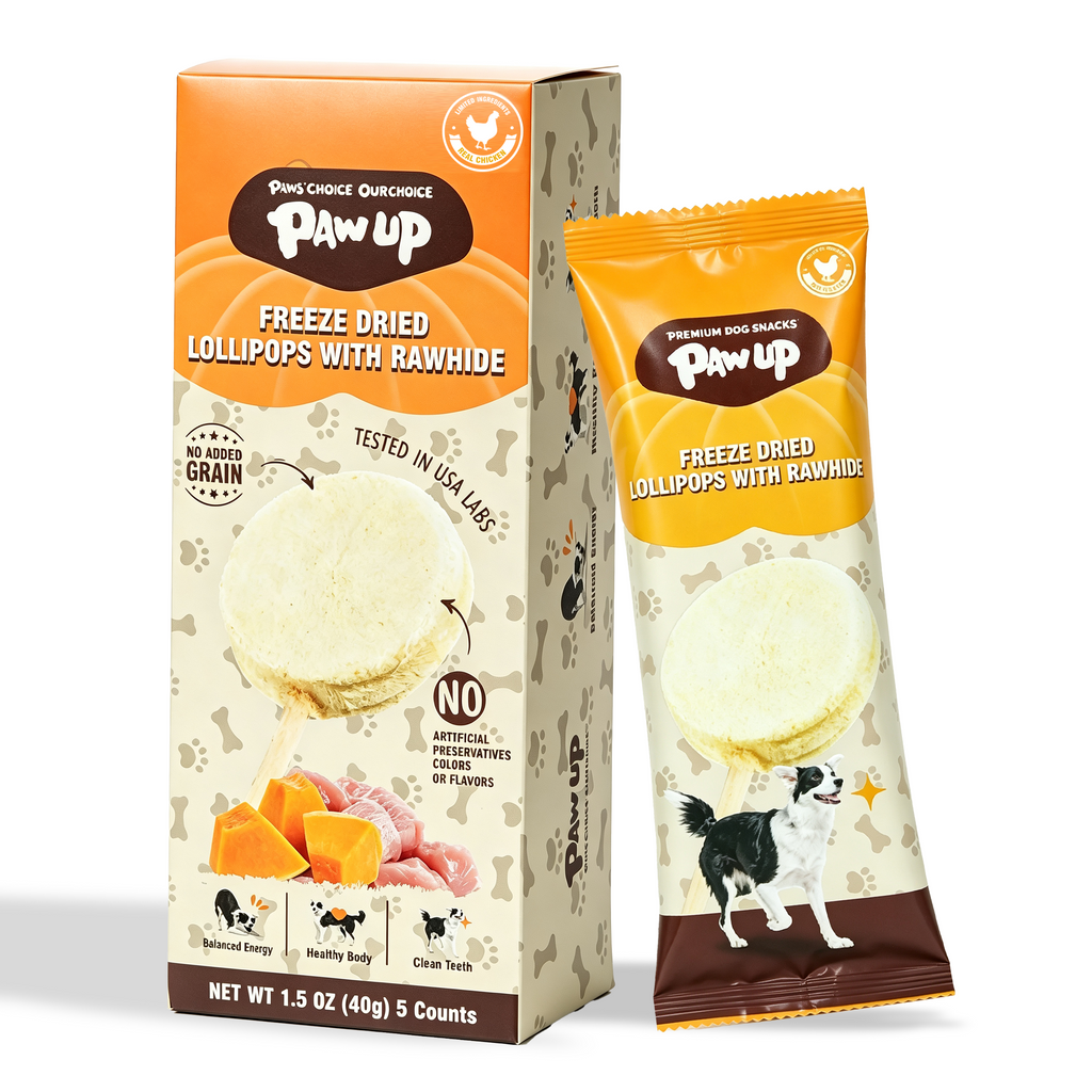 PAWUP Dog Treat Freeze-Dried Chicken & Pumpkin Lollipops with Rawhide, Dental Chew & High Protein Training Treats for Small, Medium & Large Dogs, 1.5 oz 5 Counts - Pawup