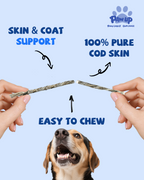 PAWUP Cod Skin Strips Dog Treats, Natural Fish Skin Chews, Omega-3 Rich for Skin & Coat Health, Single Ingredient Dog Snacks for Small & Medium Dogs, 16 oz - Pawup