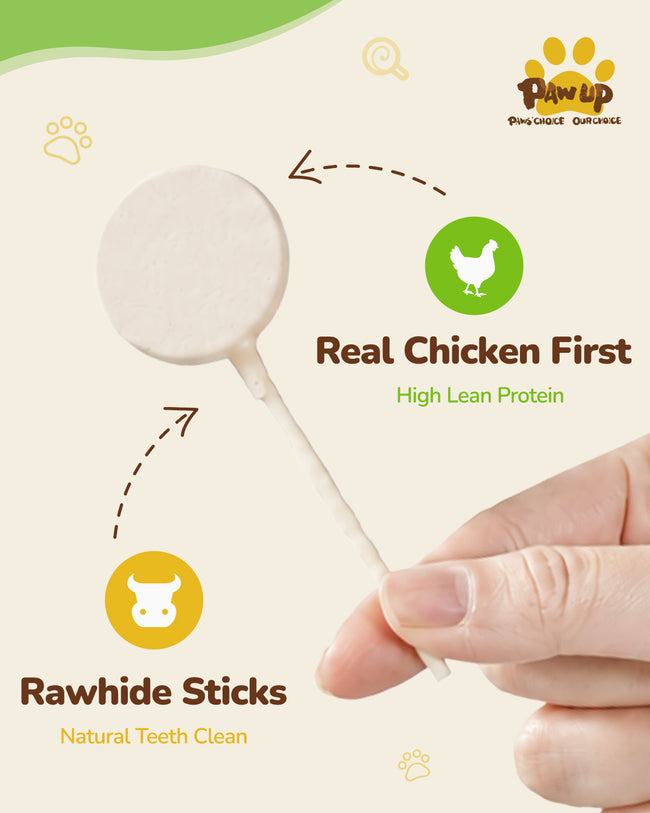 PAWUP Freeze Dried Dog Chicken Treats Snacks with Rawhide Stick,10 Pack Main Image