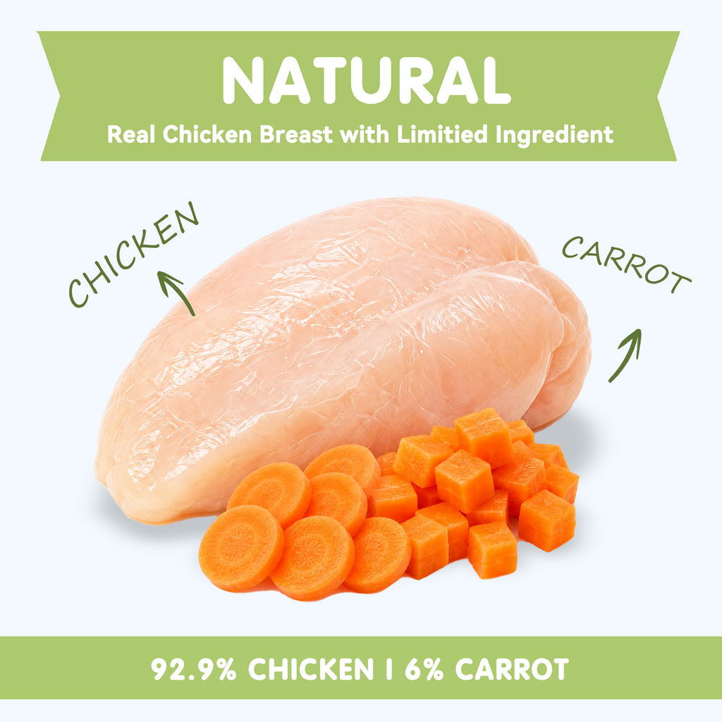 PAWUP Freeze Dried Dog Treats, Real Chicken with Carrot, High Protein Crunchy Training Snack for Small Medium Large Dogs, 3.6 oz Bag