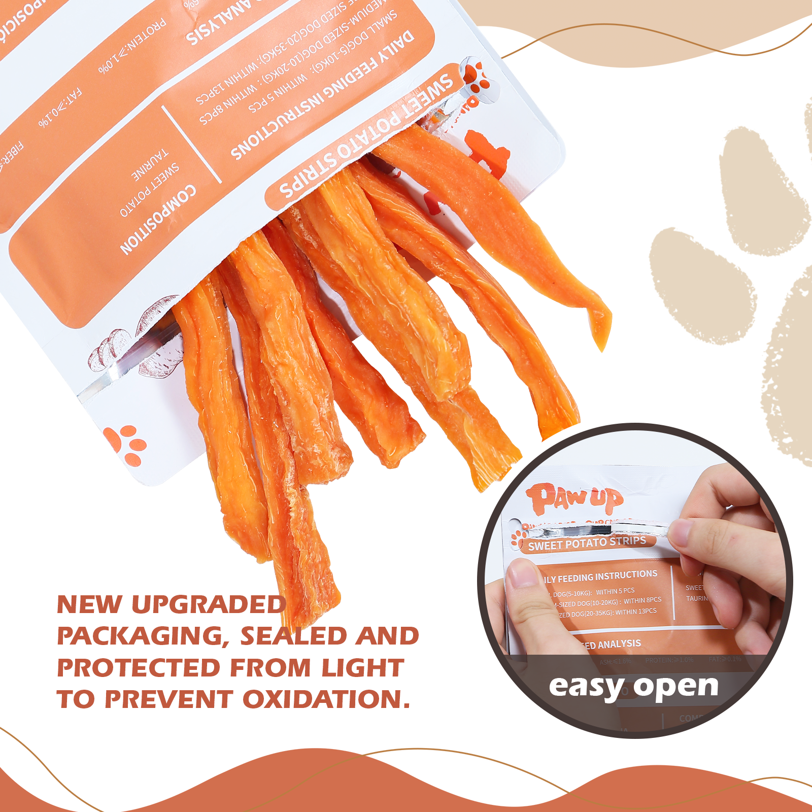 Sweet Potato Dog Treats, Low Fat, Single Ingredient Natural Chews for Dogs, 10.4oz - Pawup