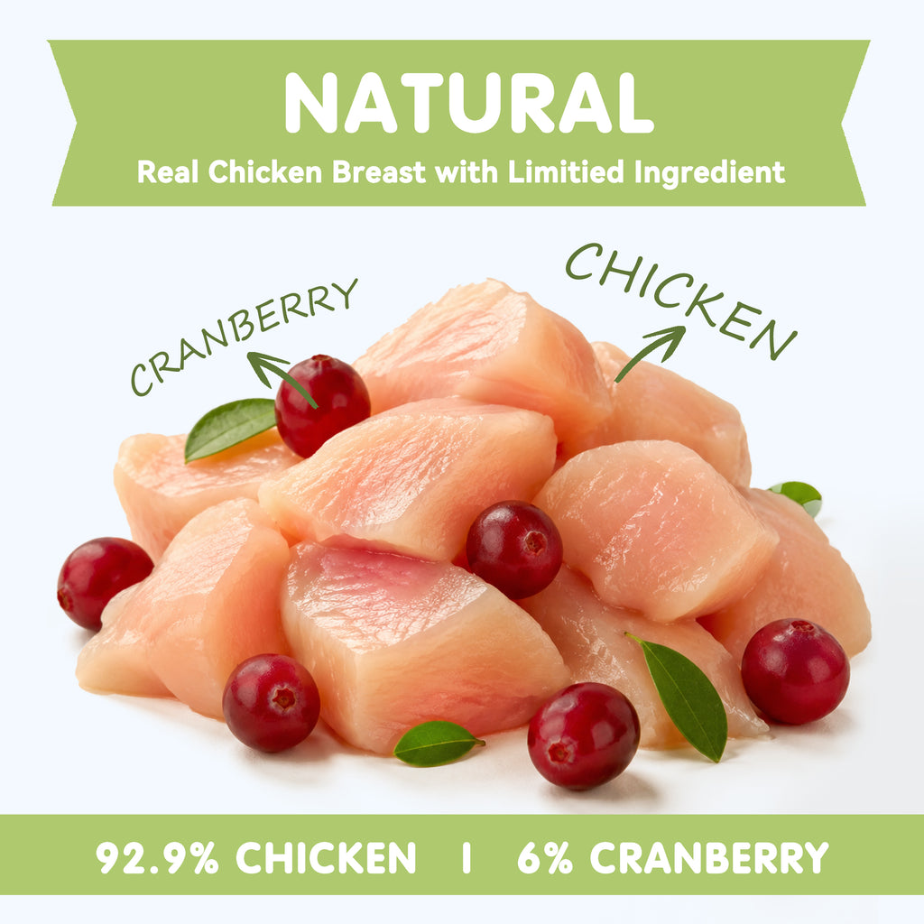 PAWUP Freeze Dried Dog Treats, Real Chicken with Cranberry, High Protein Crunchy Training Snack for Small Medium Large Dogs, 3.6 oz Bag