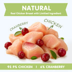 PAWUP Freeze Dried Dog Treats, Real Chicken with Cranberry, High Protein Crunchy Training Snack for Small Medium Large Dogs, 3.6 oz Bag