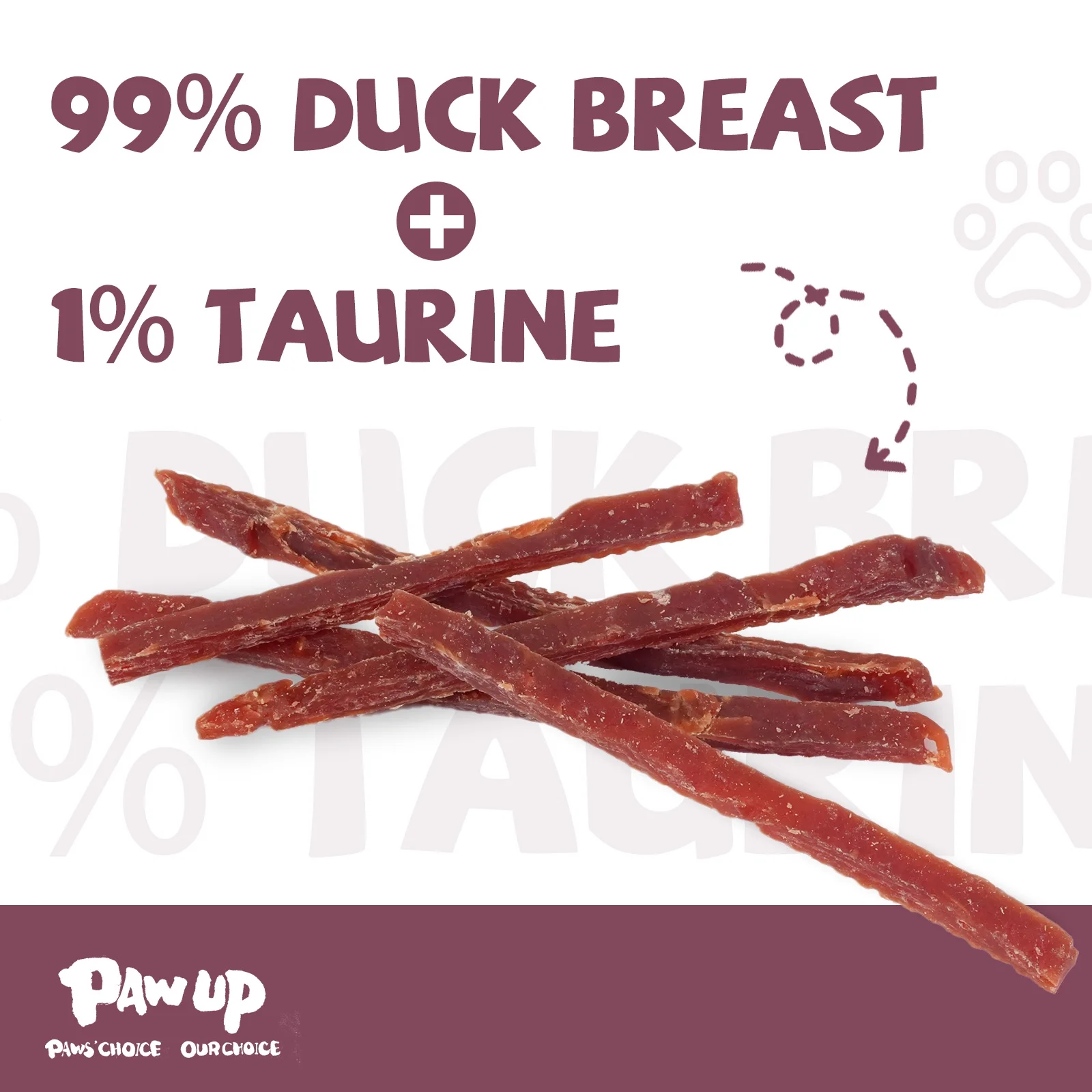 PAWUP Duck Jerky Strips Dog Treats, Natural Healthy, 99% Duck Breast with Taurine, High Protein Training Treats for Small Medium Large Dogs, 10.6oz - Pawup