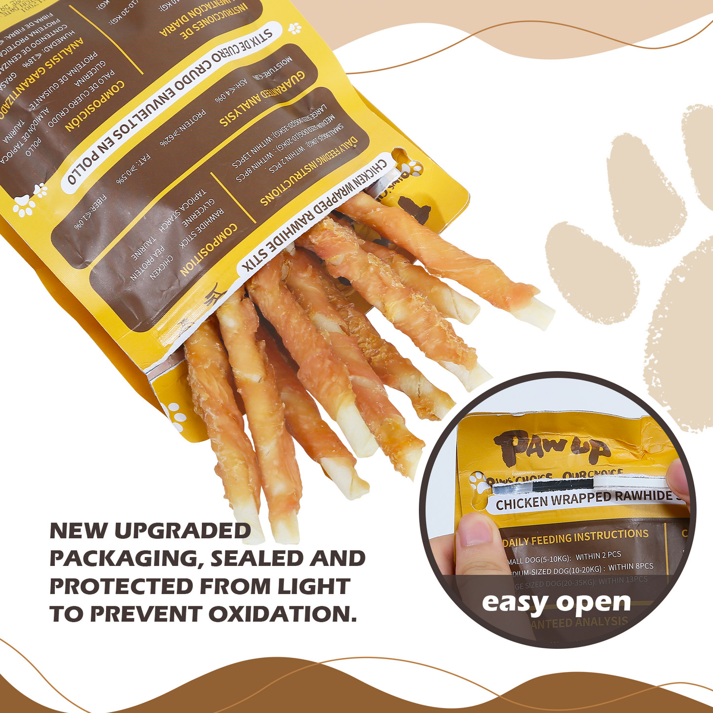 Chicken Wrapped Rawhide Stick Dog Treats, Long-Lasting Chews for Dogs, 10.4 oz - Pawup