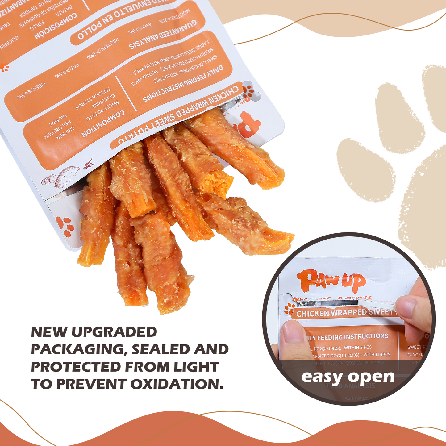 Chicken Wrapped Sweet Potato Dog Treats, Low Fat, Natural Sweet Potato Chews for Dogs, 10.4oz - Pawup