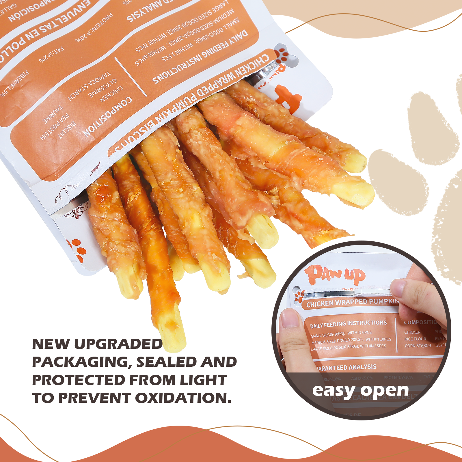 Chicken Wrapped Pumpkin Stick Dog Treats, Rawhide-Free Chews for Dogs, 10.4 oz - Pawup