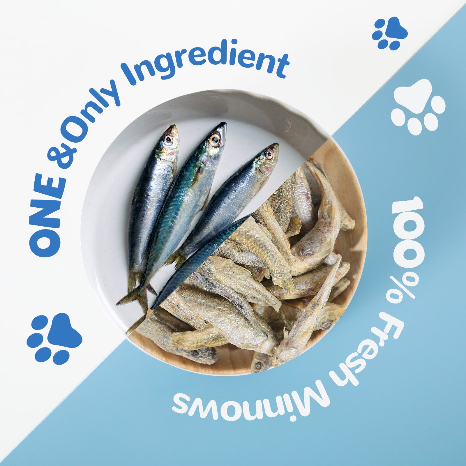 Freeze-Dried Minnows Treats for Dogs & Cats, Omega-3 Rich Single-Ingredient Snacks, 2.8 oz - Pawup