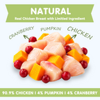 PAWUP Freeze Dried Dog Treats, Real Chicken with Cranberry & Pumpkin, High Protein Crunchy Training Snack for Small Medium Large Dogs, 3.6 oz Bag
