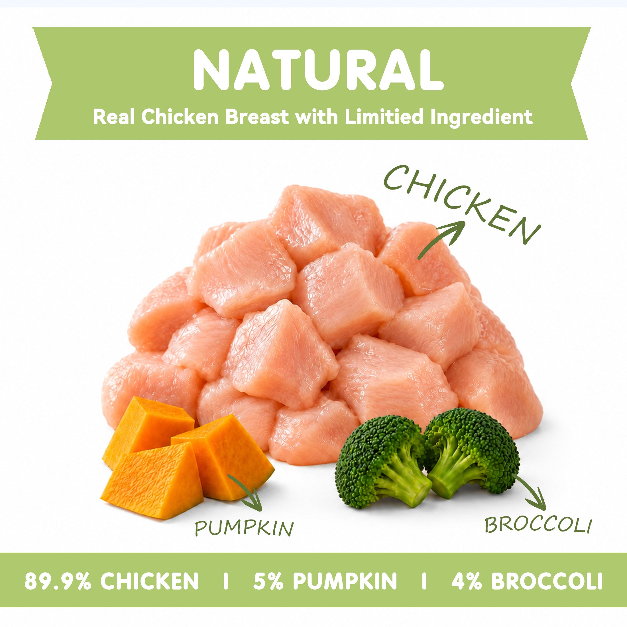 PAWUP Freeze Dried Dog Treats, Real Chicken with Pumpkin & Broccoli, High Protein Crunchy Training Snack for Small Medium Large Dogs, 3.6 oz Bag